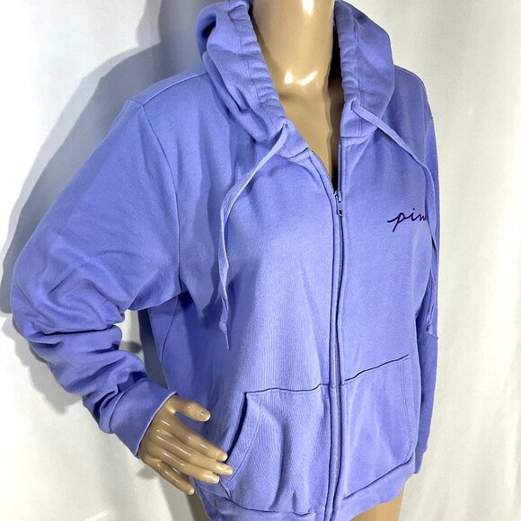 PINK Purple Hooded Zipper Sweatshirt XXL - Picture 1 of 13